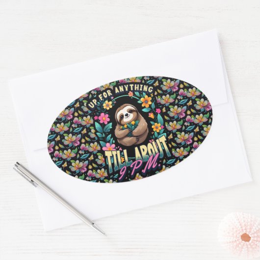 Grappige luiaard citaat overal afdrukken ovale sticker (Envelop)