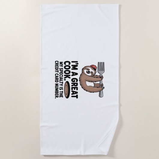 Grappige Luiaard Cook Hanging on a Fork Strandlaken (Voorkant)