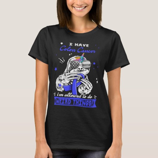Grappige Luiaard Darmkanker Strijder T-shirt (Voorkant)