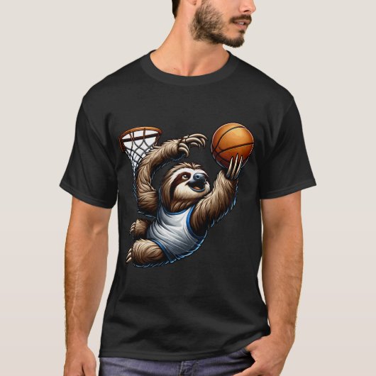 Grappige luiaard die basketbal speelt voor basketb t-shirt (Voorkant)