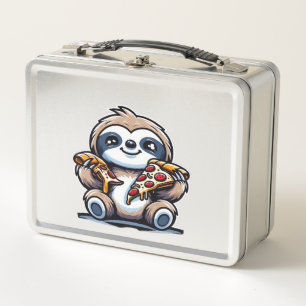 Grappige luiaard die pizza eet, Kawaii dierliefheb