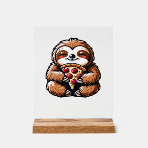 Grappige luiaard die pizza eet, Kawaii dierliefheb Acryl Bord