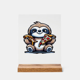 Grappige luiaard die pizza eet, Kawaii dierliefheb Acryl Bord