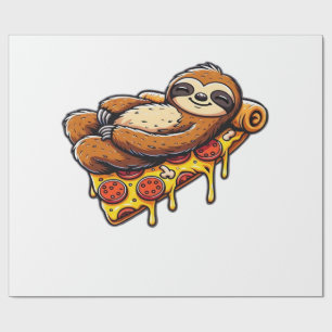 Grappige luiaard die pizza eet, Kawaii dierliefheb Cadeaupapier