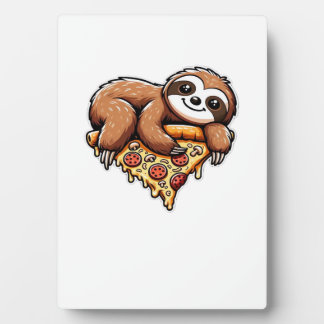 Grappige luiaard die pizza eet, Kawaii dierliefheb Fotoplaat