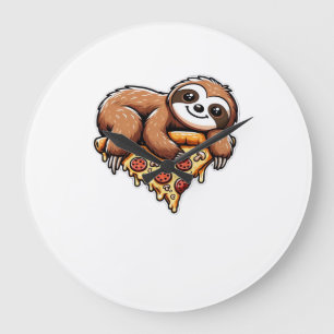 Grappige luiaard die pizza eet, Kawaii dierliefheb Grote Klok