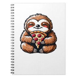 Grappige luiaard die pizza eet, Kawaii dierliefheb Notitieboek