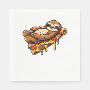 Grappige luiaard die pizza eet, Kawaii dierliefheb Servet