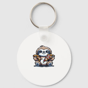 Grappige luiaard die pizza eet, Kawaii dierliefheb Sleutelhanger