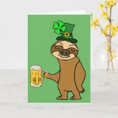 Grappige Luiaard die St. Patrick van het Bier het Kaart (Gele Bloem)