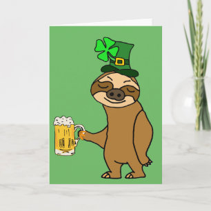 Grappige Luiaard die St. Patrick van het Bier het Kaart