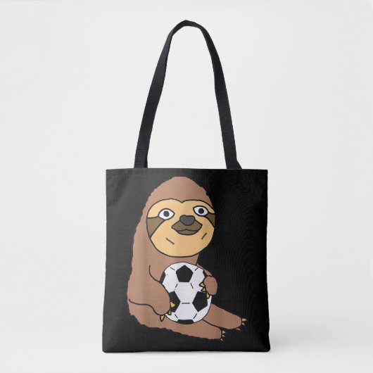 Grappige luiaard die voetbal speelt tote bag (Voorkant)