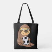 Grappige luiaard die voetbal speelt tote bag (Achterkant)