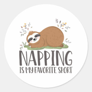 Grappige luiaard dutten is mijn favoriete sport ronde sticker