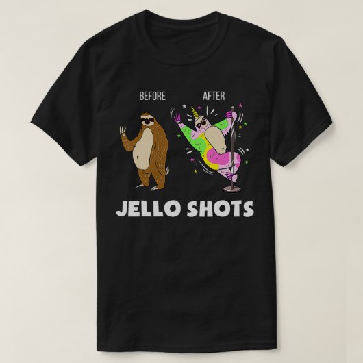 Grappige luiaard eenhoorn voor na Jello Shots T-shirt (Design voorkant)
