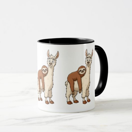 Grappige Luiaard en Llama Koffie Mok (Voorkant rechts)