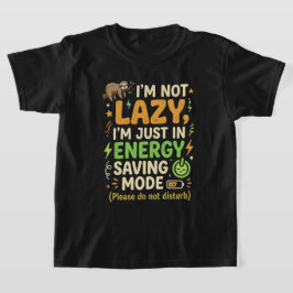 Grappige Luiaard Energiebesparende Modus Typografi T-shirt