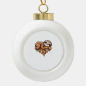Grappige luiaard eten Pizza, Kawaii Dierenvriend C Keramische Bal Ornament (Voorkant)
