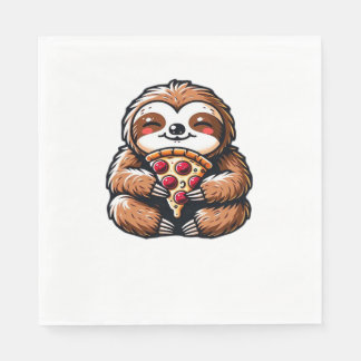 Grappige luiaard eten Pizza, Kawaii Dierenvriend C Servet