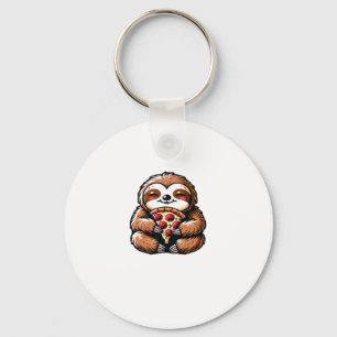 Grappige luiaard eten Pizza, Kawaii Dierenvriend C Sleutelhanger