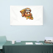 Grappige luiaard eten Pizza, Kawaii Dierenvriend C Spandoek (Beurs)