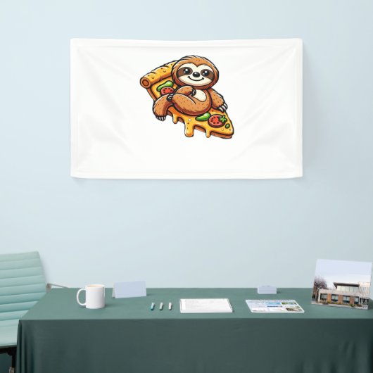 Grappige luiaard eten Pizza, Kawaii Dierenvriend C Spandoek (Beurs)