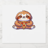 Grappige luiaard eten Pizza, Kawaii Dierenvriend C Sparkling Wijnetiket (Enkel label)