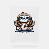 Grappige luiaard eten Pizza, Kawaii Dierenvriend O Acryl Bord (Voorkant)