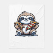 Grappige luiaard eten Pizza, Kawaii Dierenvriend O Fleece Deken (Voorkant)