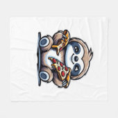 Grappige luiaard eten Pizza, Kawaii Dierenvriend O Fleece Deken (Voorkant (Horizontaal))