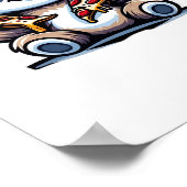 Grappige luiaard eten Pizza, Kawaii Dierenvriend O Poster (Hoek)