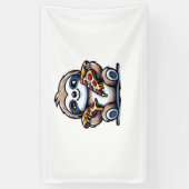 Grappige luiaard eten Pizza, Kawaii Dierenvriend O Spandoek (Verticaal)