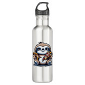 Grappige luiaard eten Pizza, Kawaii Dierenvriend O Waterfles (Voorkant)