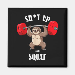 Grappige Luiaard Fitness Squat Workout Gewichtheff Magneet