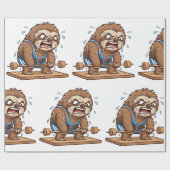 Grappige Luiaard Gewichtheffer Gym Sport Cadeaupapier (Vlak)