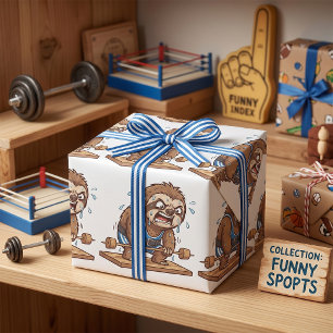 Grappige Luiaard Gewichtheffer Gym Sport Cadeaupapier
