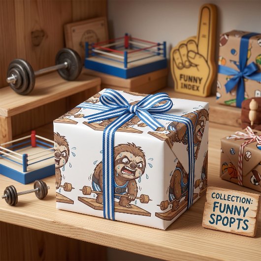 Grappige Luiaard Gewichtheffer Gym Sport Cadeaupapier