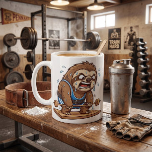 Grappige Luiaard Gewichtheffer Gym Sport Koffiemok