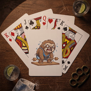 Grappige Luiaard Gewichtheffer Gym Sport Pokerkaarten