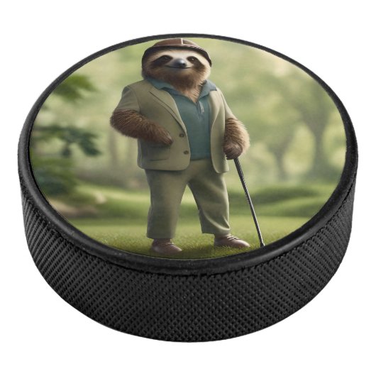 Grappige luiaard golfspeler, hockey puck (3/4)