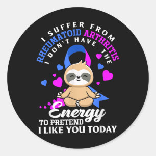 Grappige luiaard ik lijd aan reumatoïde artritis o ronde sticker