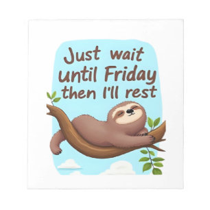 Grappige luiaard in een boom � Maak het tot vrijda Notitieblok