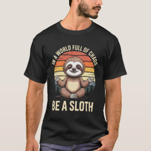 Grappige Luiaard In Een Wereld Vol Chaos Wees Een T-shirt