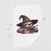 Grappige luiaard in heks Pet genieten van donuts - Golfhanddoek (Insitu)