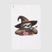 Grappige luiaard in heks Pet genieten van donuts - Golfhanddoek (Voorkant)