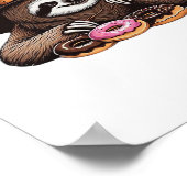 Grappige luiaard in heks Pet genieten van donuts - Poster (Hoek)