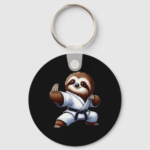 Grappige Luiaard Karate Martial Arts Japanse Marti Sleutelhanger