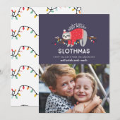 Grappige luiaard kerst feestdagenkaart (Voorkant / Achterkant)