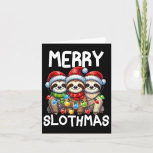 Grappige Luiaard Kerstman Hoed Retro Bijpassende K Kaart