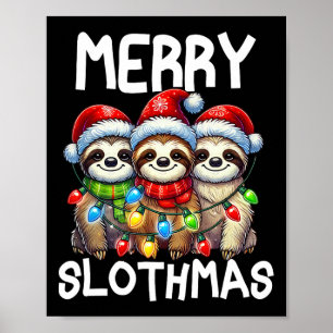 Grappige Luiaard Kerstman Hoed Retro Bijpassende K Poster